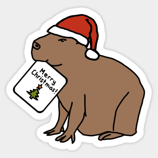 Cute Capybara says Merry Christmas Sticker